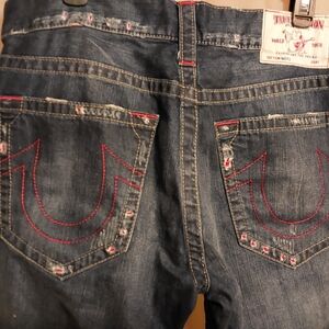 True Religion Men's Blue Jeans size 38 (red button)
